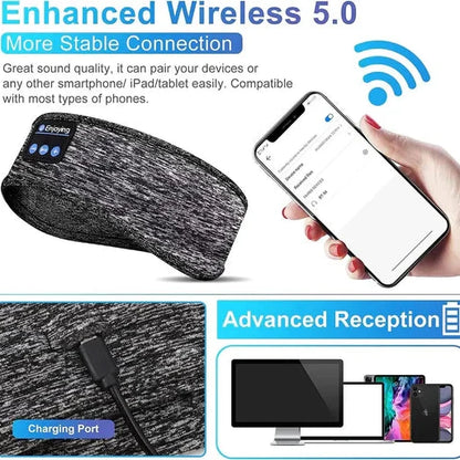 Wireless Headband with Flat Speakers and Eye Mask, Cotton Sleep Headset
