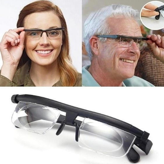 Variable Focus Vision Glasses with Manual Lens Adjustment and Scratch Resistant Coating
