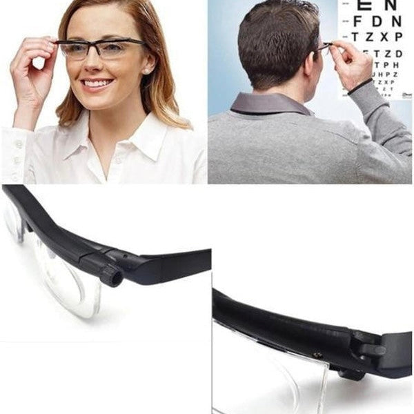 Variable Focus Vision Glasses with Manual Lens Adjustment and Scratch Resistant Coating
