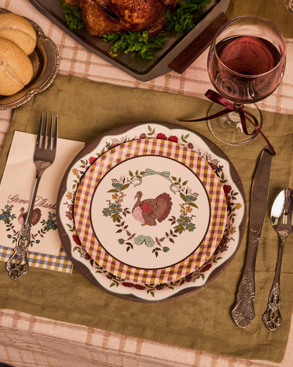Autumn Iridescent Paper Plates with Mixed Patterns, 9 and 7 Inch Set