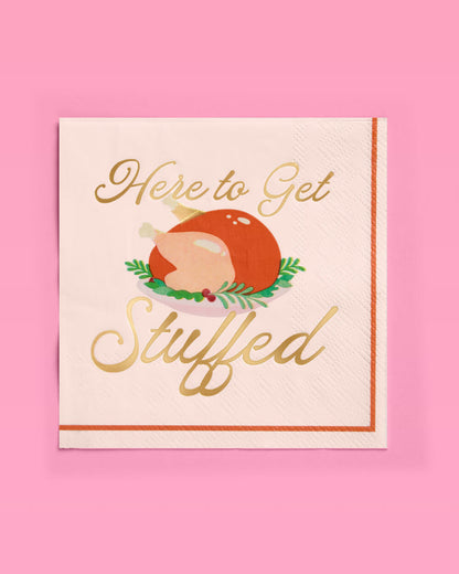 Turkey Cocktail Napkins with Gold Foil Script, 50-Count