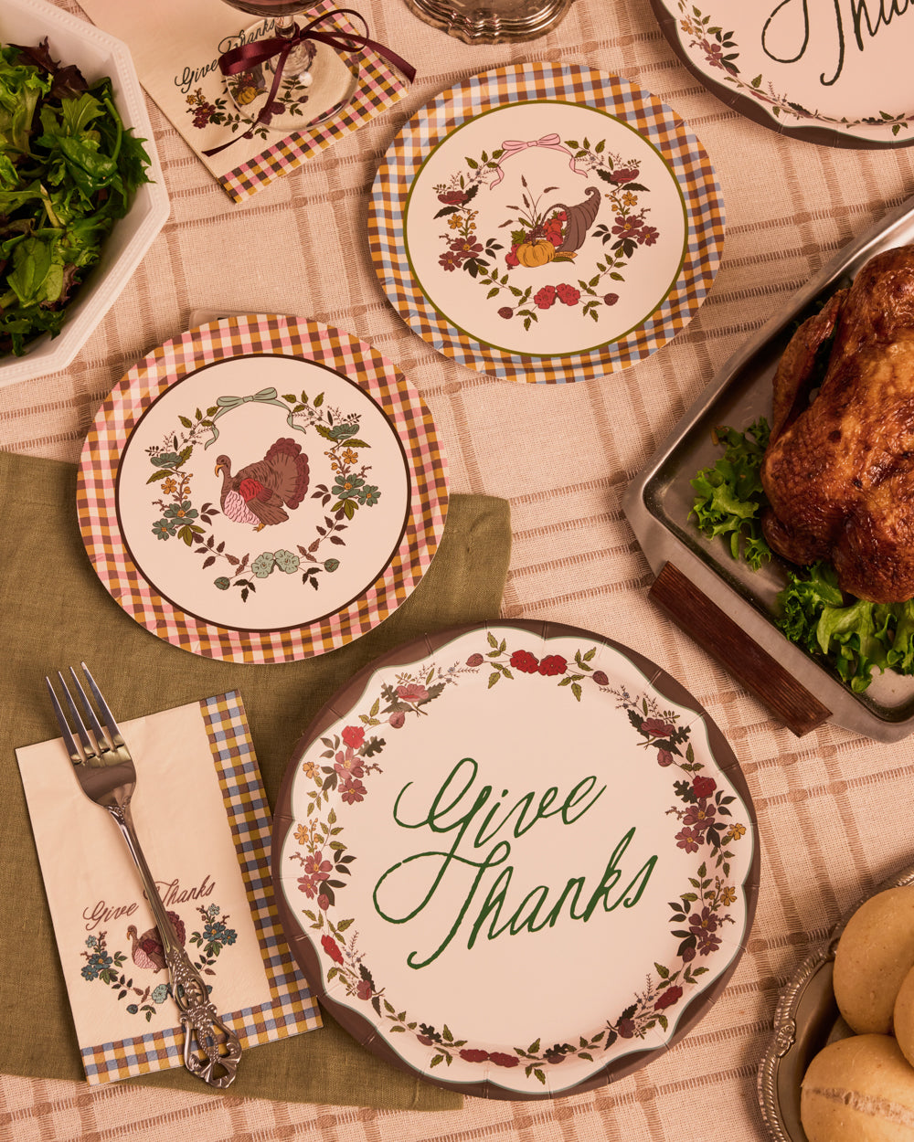Autumn Iridescent Paper Plates with Mixed Patterns, 9 and 7 Inch Set