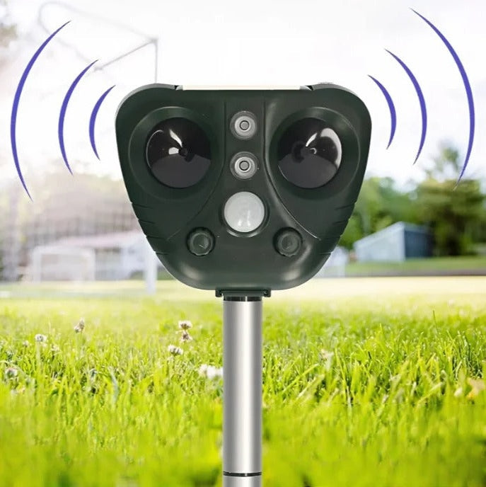 Solar Motion Sensor Bird Repeller with Ultrasonic Waves and LED Flashes, 30ft Range