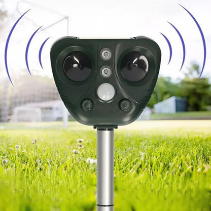 Solar Motion Sensor Bird Repeller with Ultrasonic Waves and LED Flashes, 30ft Range