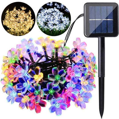 Solar Cherry Blossom String Lights with 50 Bulbs and Copper Wire, 5 Meter Length All Vera Mart
