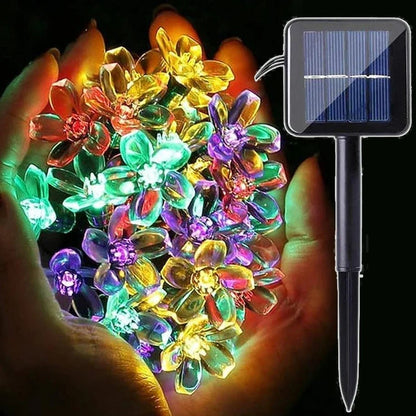 Solar Cherry Blossom String Lights with 50 Bulbs and Copper Wire, 5 Meter Length All Vera Mart