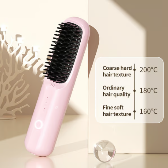 Cordless Hair Straightener Brush Portable Negative Ion Ceramic Hot Comb - Image 5
