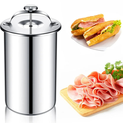 Stainless Steel Meat Press with Built-In Thermometer and Compression Spring