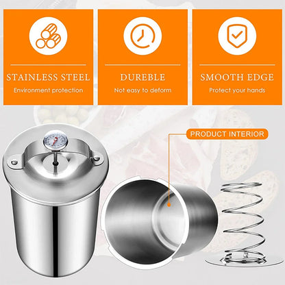 Stainless Steel Meat Press with Built-In Thermometer and Compression Spring