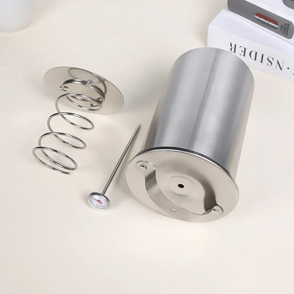 Stainless Steel Meat Press with Built-In Thermometer and Compression Spring