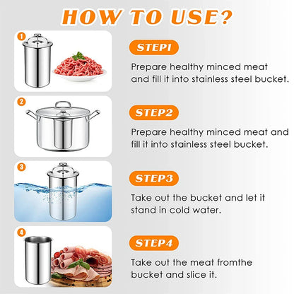 Stainless Steel Meat Press with Built-In Thermometer and Compression Spring