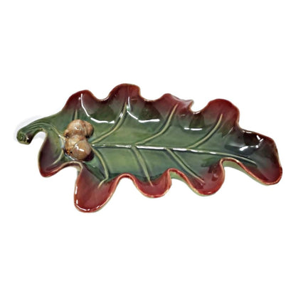 Ceramic Oak Leaf Serving Dish with Raised Edges for Fall Entertaining