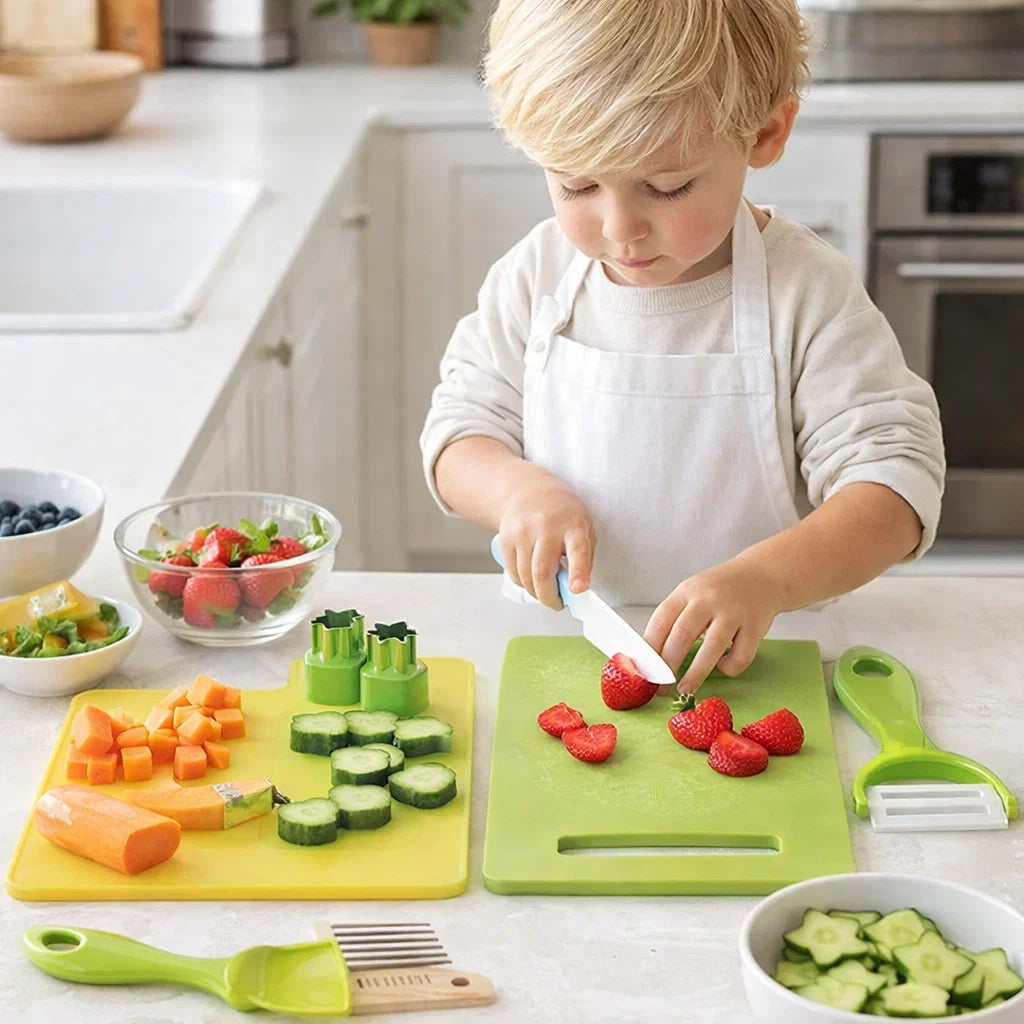 Kids Play Cooking Set with Ergonomic Handles and Non-Toxic Materials