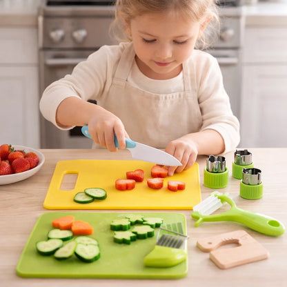 Kids Play Cooking Set with Ergonomic Handles and Non-Toxic Materials