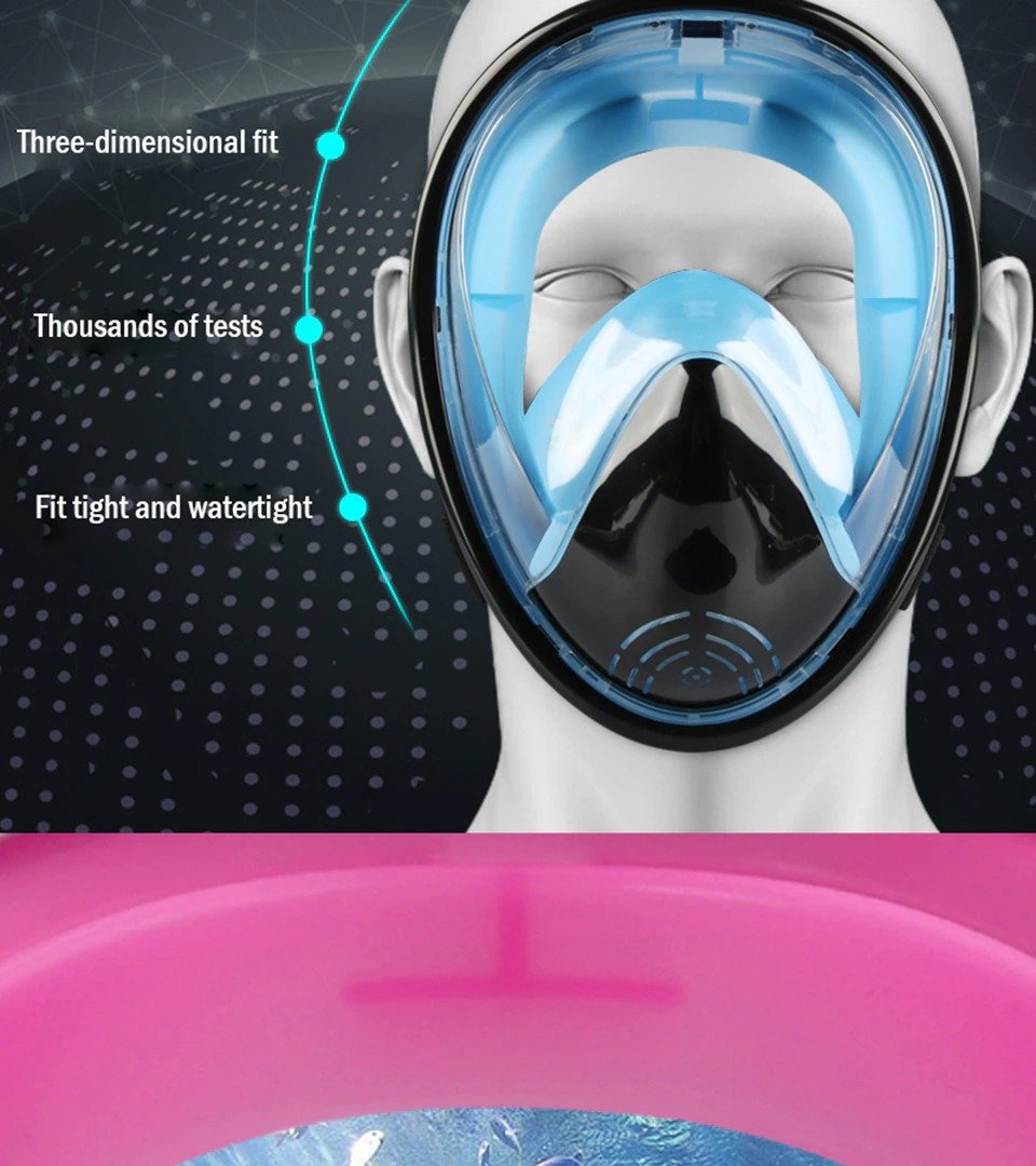 Full Face Snorkel Mask with Anti Fog Dual Breathing and 180° Panoramic View All Vera Mart