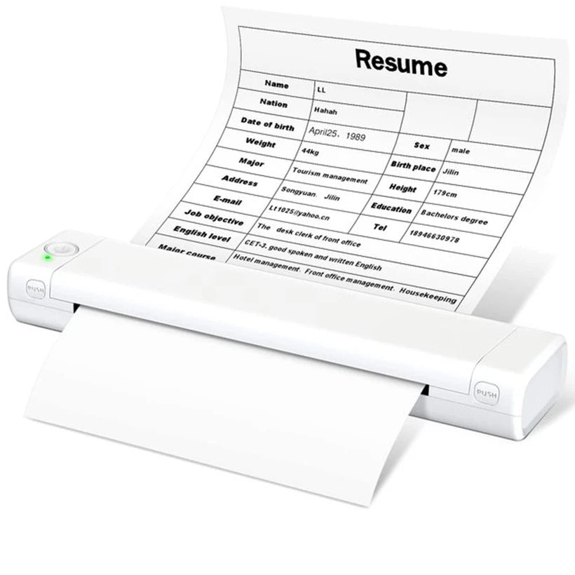 Portable Thermal Printer with Wireless Connectivity and A4 Paper Support