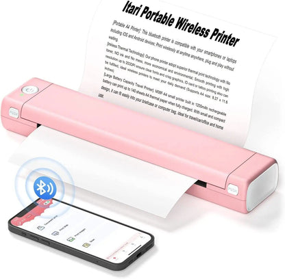 Portable Thermal Printer with Wireless Connectivity and A4 Paper Support
