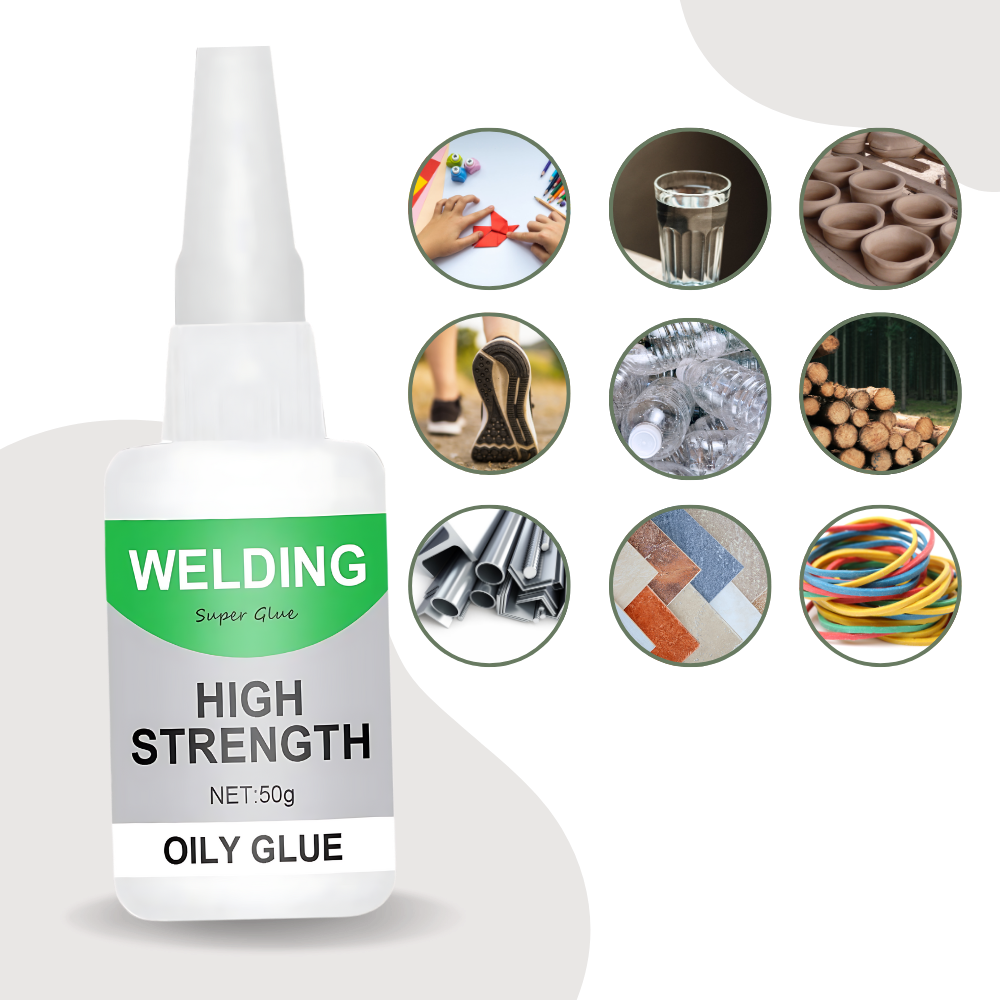 Instant Bond Adhesive for Ceramics, Glass, and Metal with Clear Transparent Finish