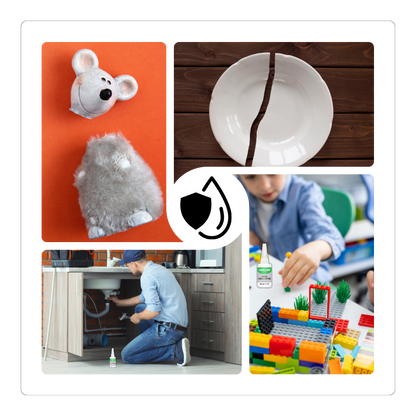 Instant Bond Adhesive for Ceramics, Glass, and Metal with Clear Transparent Finish
