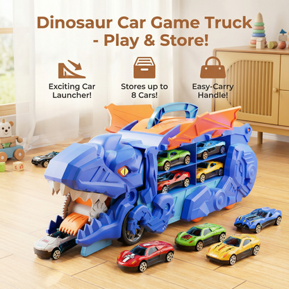 Transforming Dinosaur Truck with Car Slide Track and LED Lights