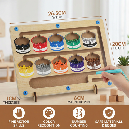 Magnetic Bead Maze Board with Color Sorting and Numbered Counting Sections