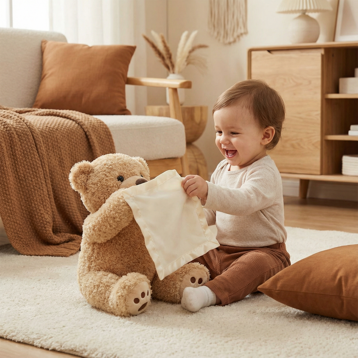 Interactive Plush Bear with Touch Activation and Voice Responses for Toddlers