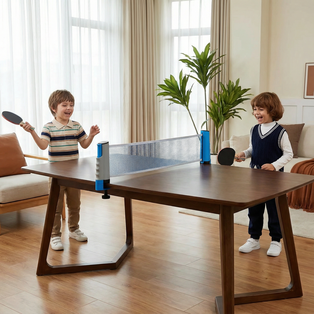 Adjustable Table Tennis Net with Clamp System for Round and Square Tables