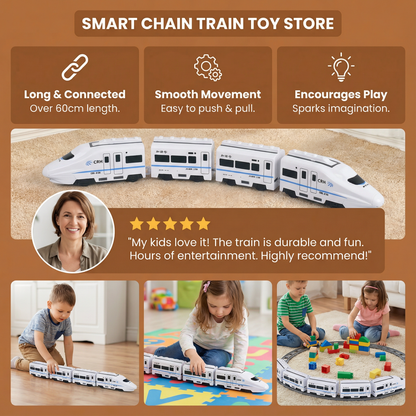 Linking Train Toy with Pull Chain and Bright Colors
