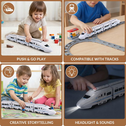Linking Train Toy with Pull Chain and Bright Colors