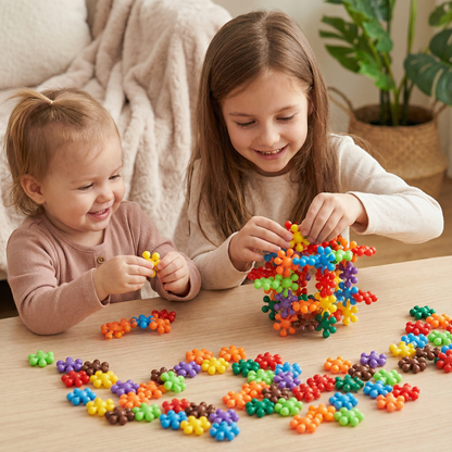 Interlocking Snowflake Building Blocks with Multiple Connection Points and Storage Box