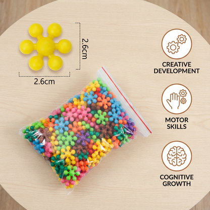 Interlocking Snowflake Building Blocks with Multiple Connection Points and Storage Box
