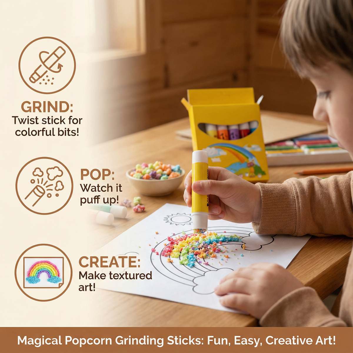 Puffy Texture Crayons with Raised Ink Formula and Washable Colors
