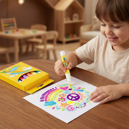 Puffy Texture Crayons with Raised Ink Formula and Washable Colors