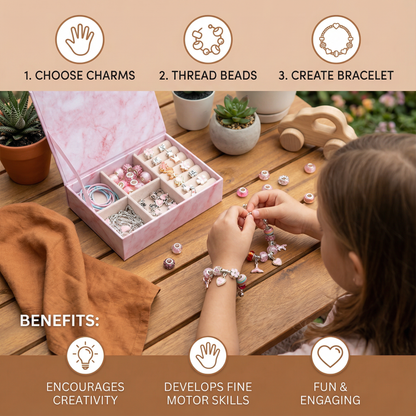 Bead Jewelry Crafting Kit with Elastic String and Metal Clasps