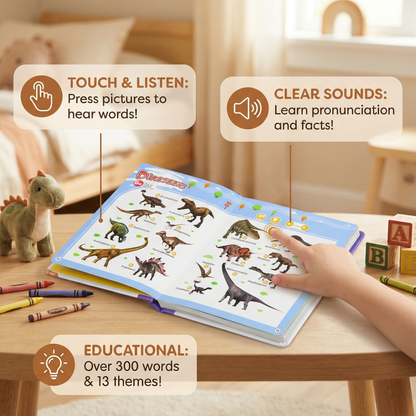 Interactive English Learning Book with 300 Words and Touch Sound Buttons