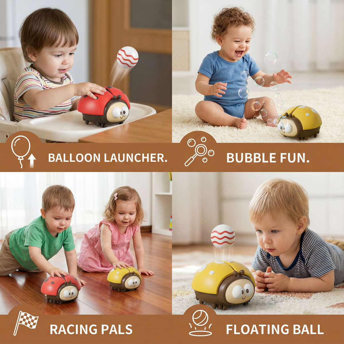Floating Balloon Toy with Ladybug Design and Single Button Control