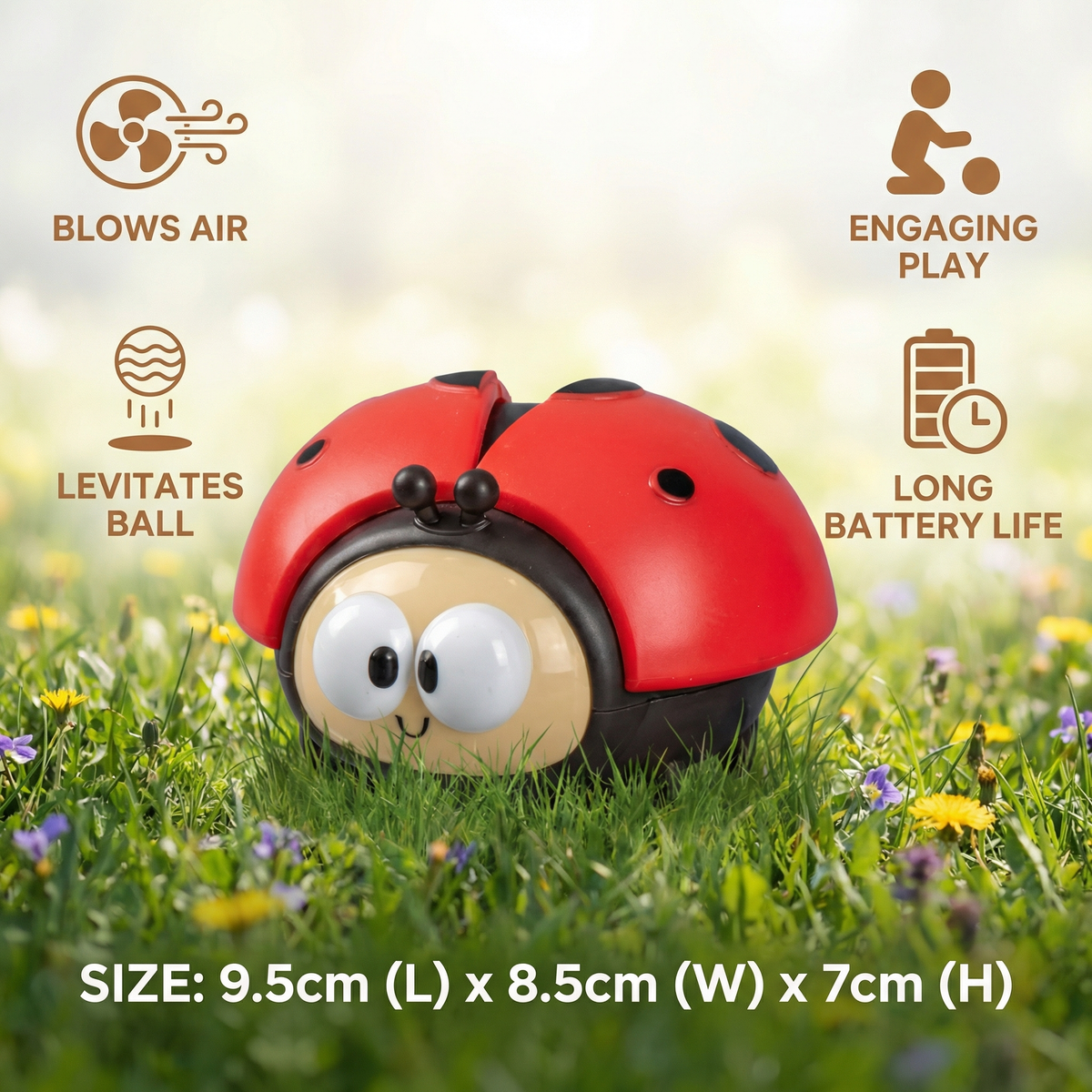Floating Balloon Toy with Ladybug Design and Single Button Control