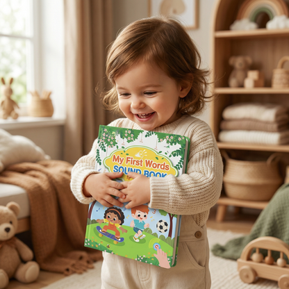 Interactive Sound Book with Pressable Audio Buttons for Toddler Vocabulary Learning