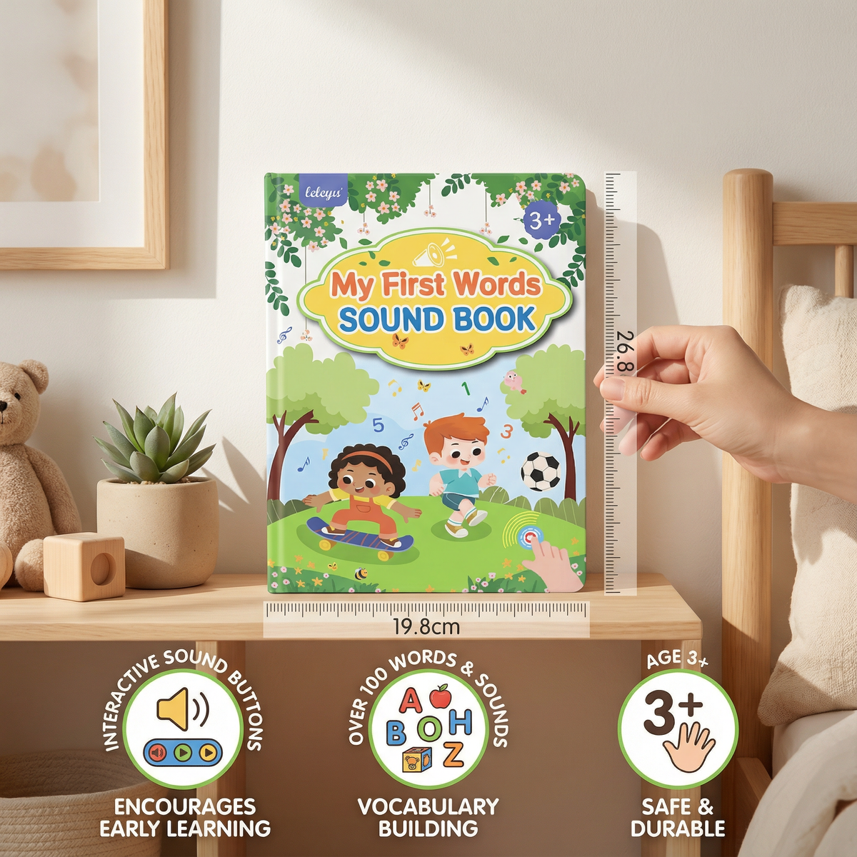 Interactive Sound Book with Pressable Audio Buttons for Toddler Vocabulary Learning