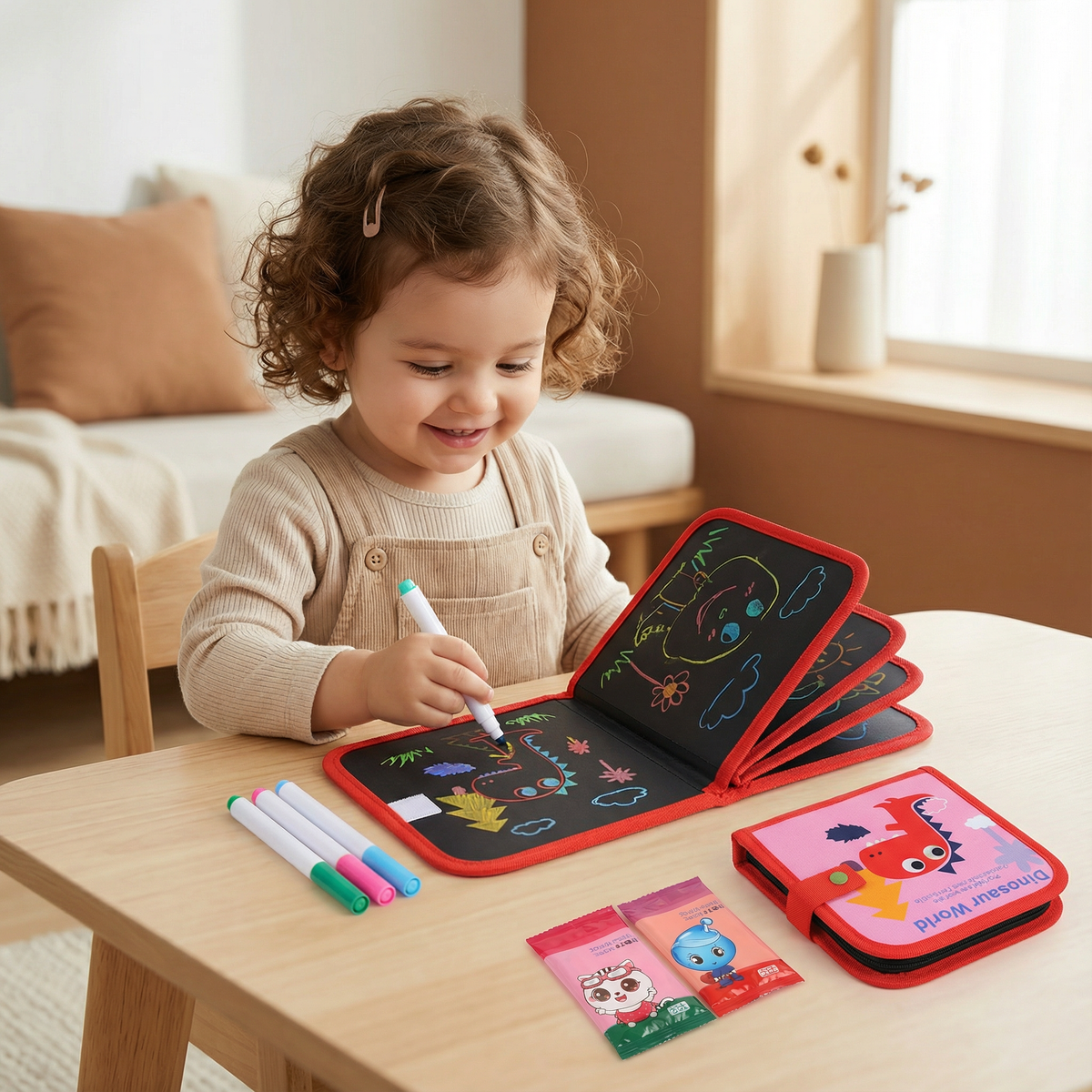 Reusable Drawing Book with Wipeable Pages for Kids