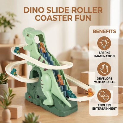 Dinosaur Slide Roller Coaster for Kids with Climbing Track and Indoor Outdoor Use