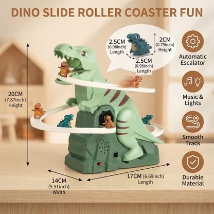 Dinosaur Slide Roller Coaster for Kids with Climbing Track and Indoor Outdoor Use