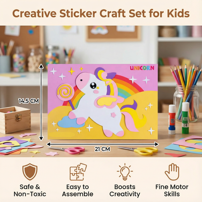 Sticker Placement Craft Set with Numbered Guides and Animal Vehicle Scenes
