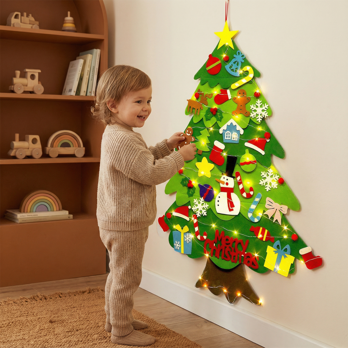Interactive Felt Christmas Tree with Removable Ornaments for Kids All Vera Mart