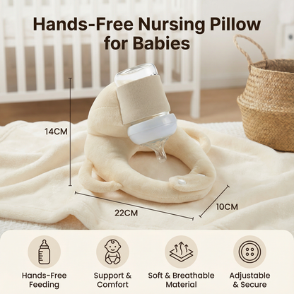 Nursing Pillow with Bottle Holder and Breathable Mesh, Hands-Free Feeding