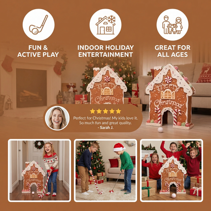 Tabletop Mini Golf Set with Gingerbread Theme and Golf Club for Holiday Parties