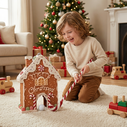 Tabletop Mini Golf Set with Gingerbread Theme and Golf Club for Holiday Parties