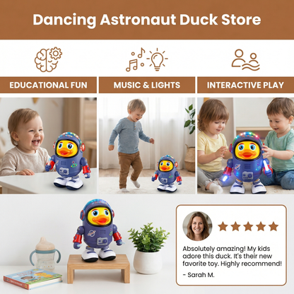 Musical Astronaut Duck Toy with Built-In Speaker and Dancing Movements