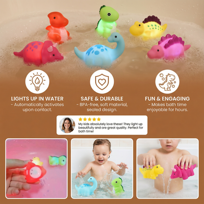 LED Color Changing Dinosaur Bath Toys with Automatic Light Cycling and Sealed Design