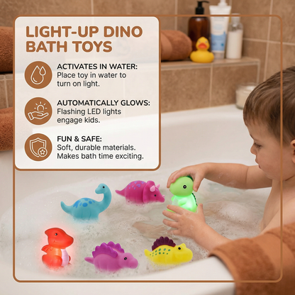 LED Color Changing Dinosaur Bath Toys with Automatic Light Cycling and Sealed Design